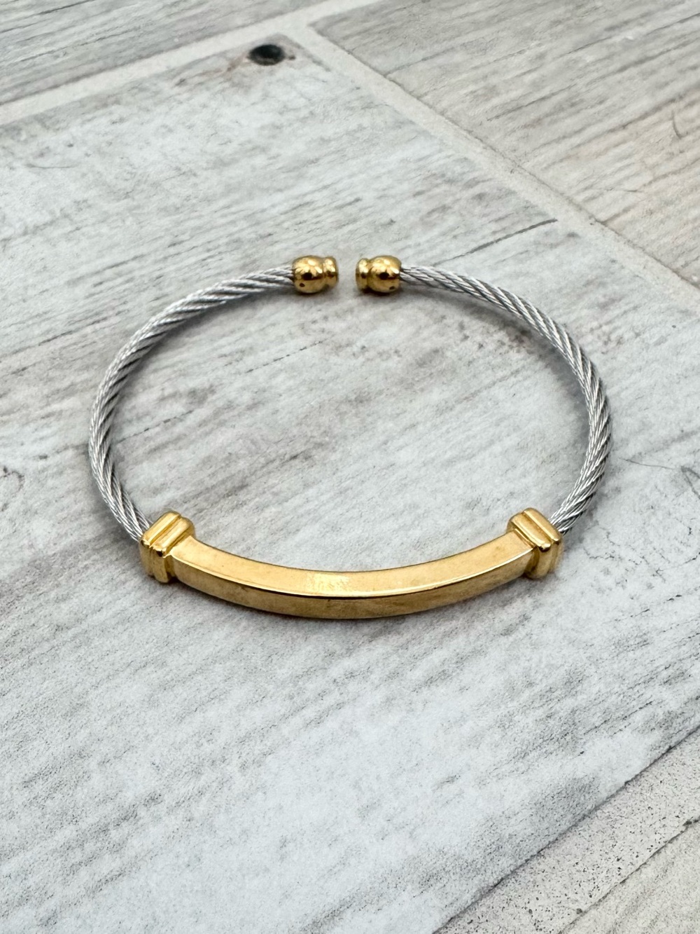 Gold Silver Thin Cuff Bracelet